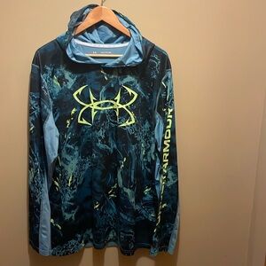 Under Armour Fish Pro IsoChill Hoodie Size XXL Blue Camo